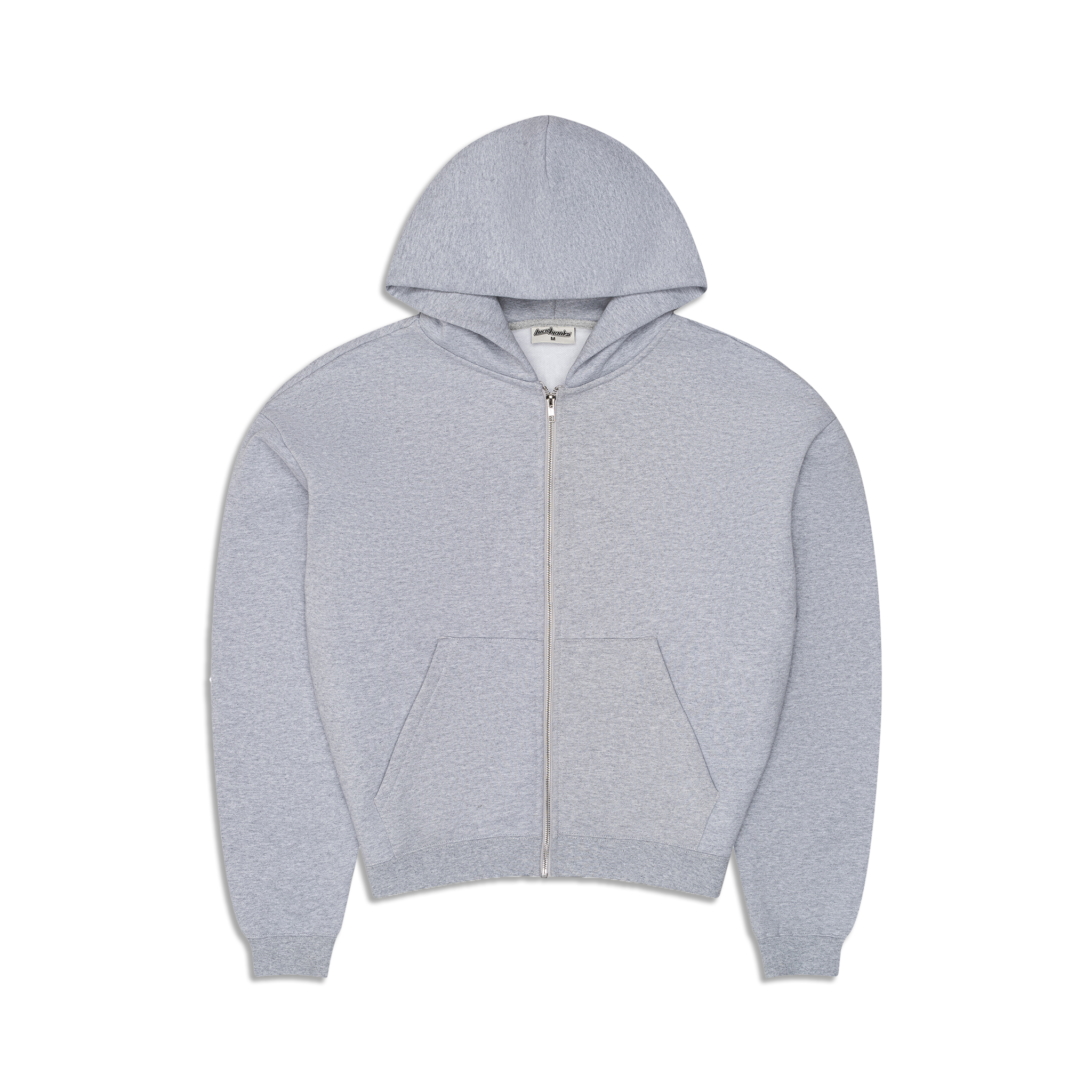 600 GSM 'Heather Grey' Zip-Up Hoodie