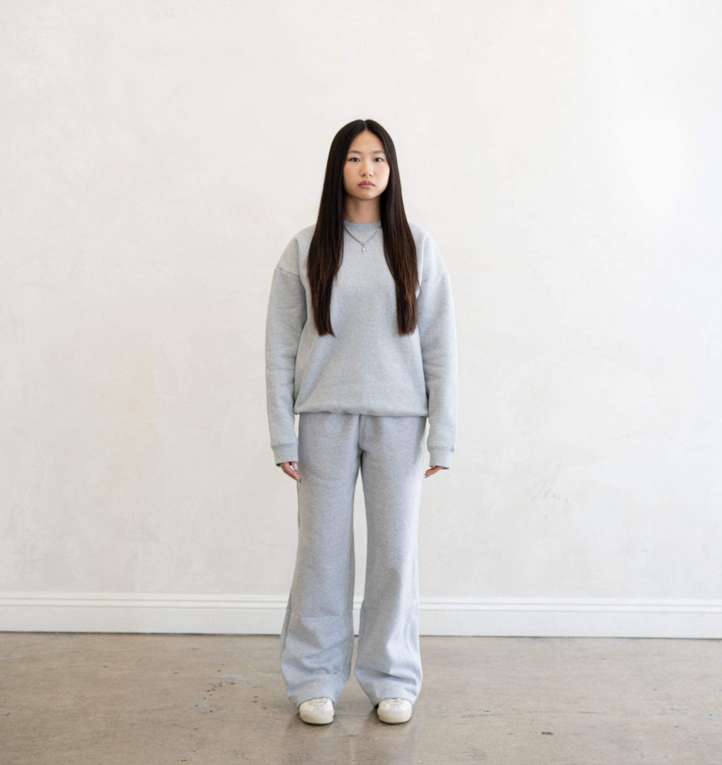 600 GSM 'Heather Grey' Fleece Crewneck
