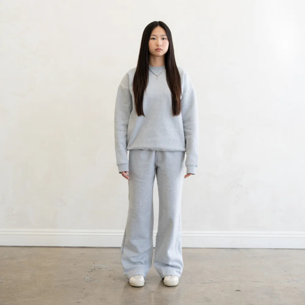 600 GSM 'Heather Grey' Fleece Crewneck