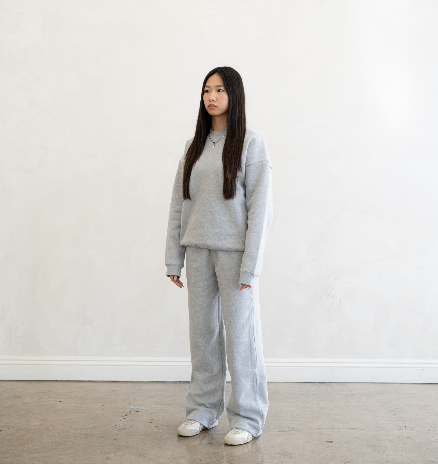 600 GSM 'Heather Grey' Fleece Crewneck