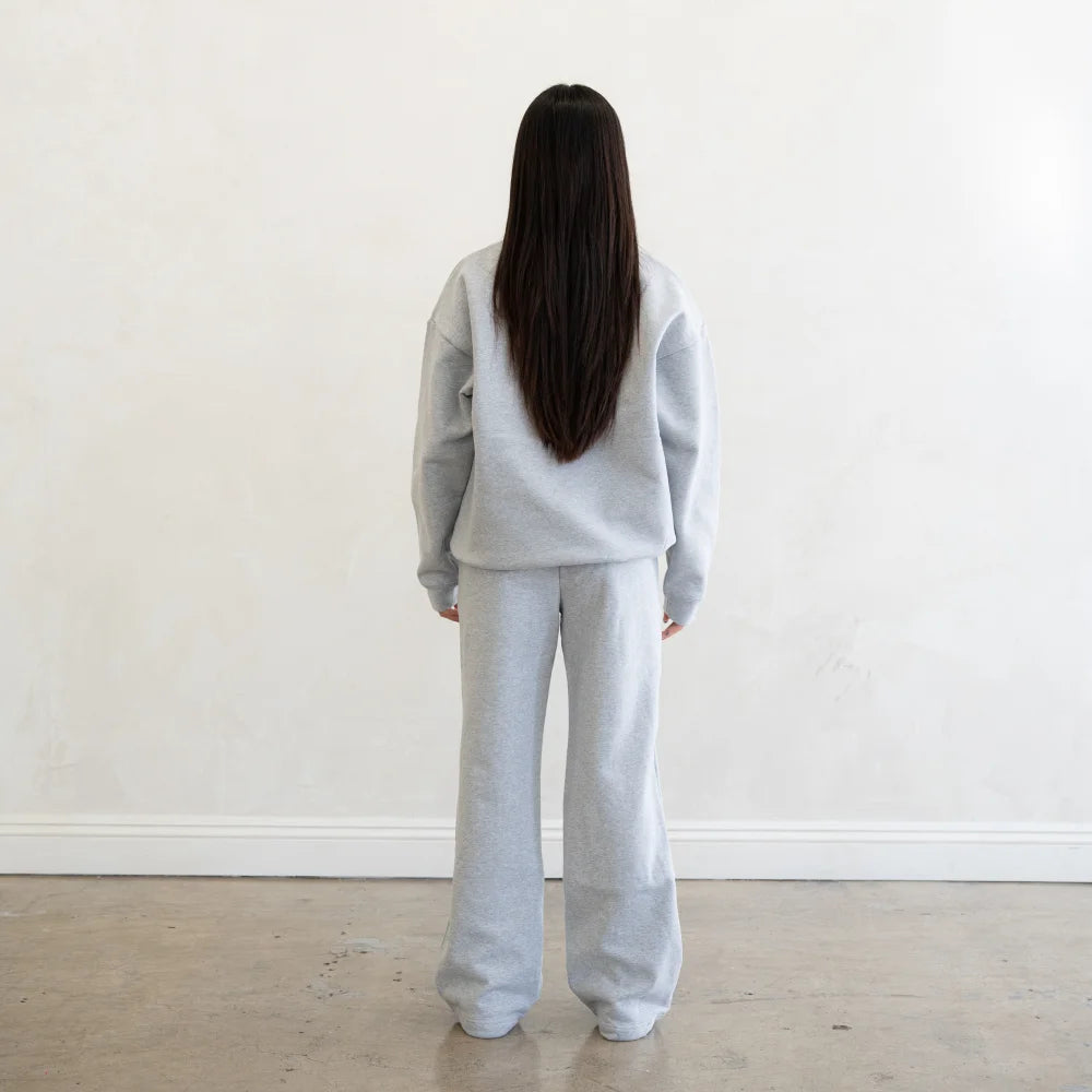 600 GSM 'Heather Grey' Fleece Crewneck