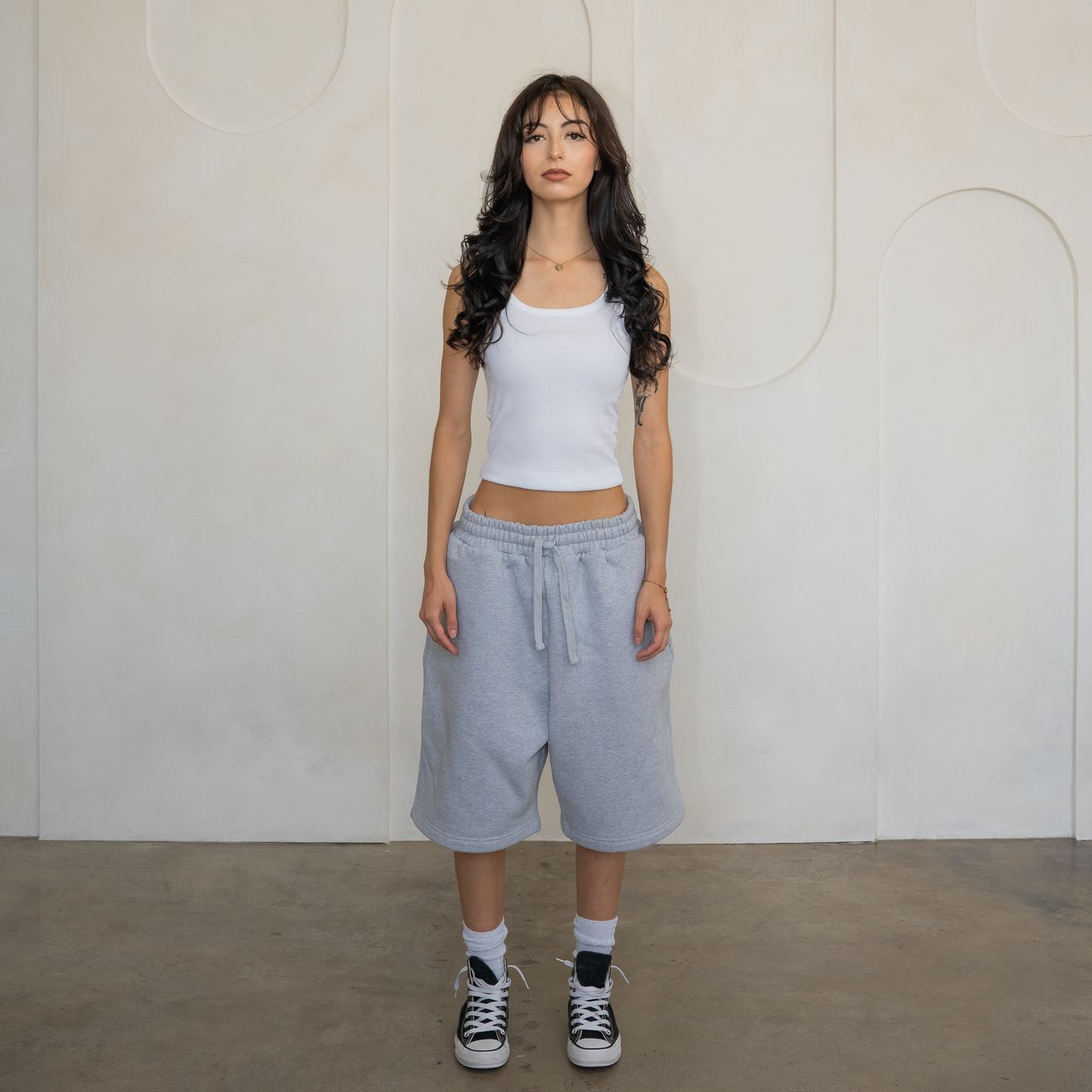 'Heather Grey' Baggy Sweat Shorts