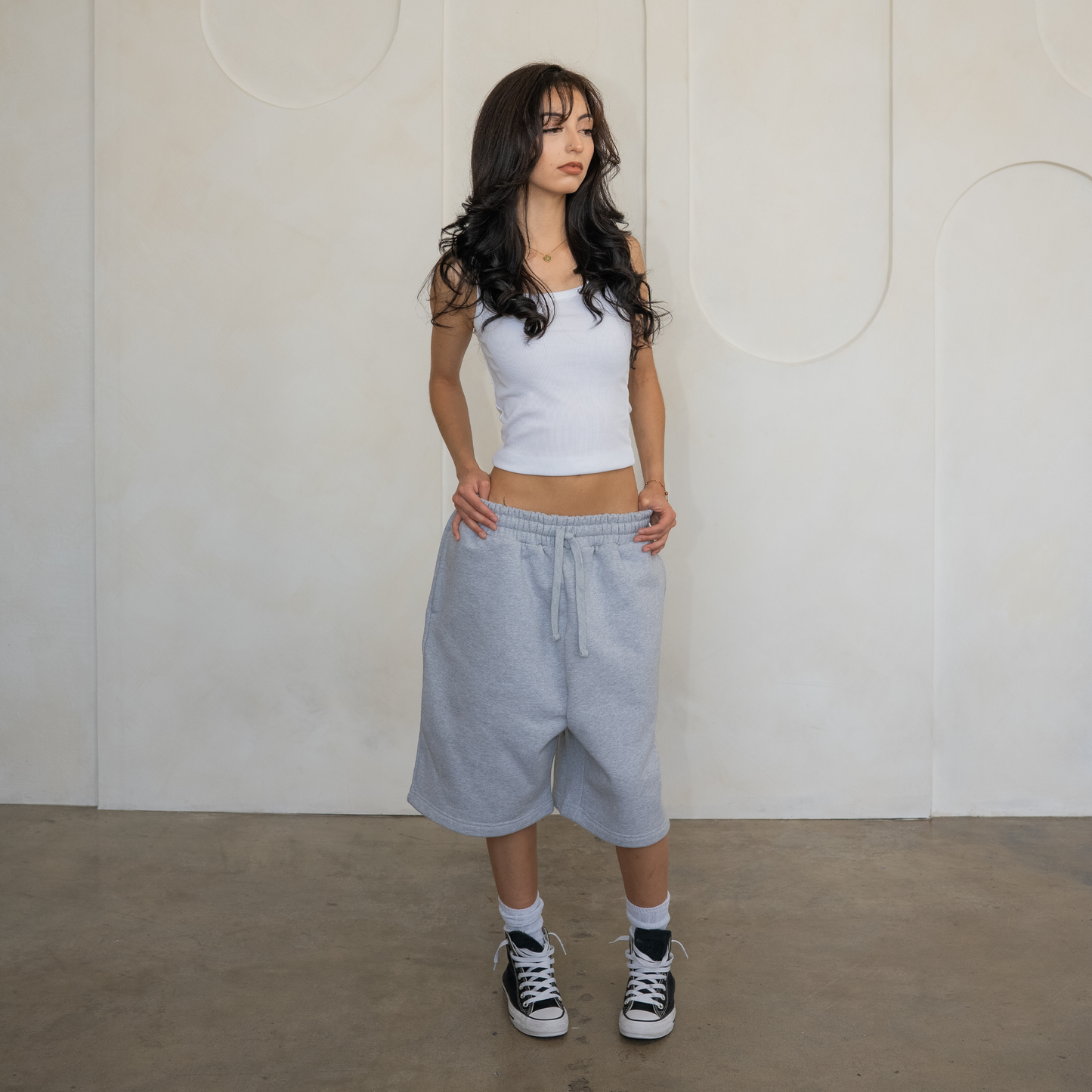'Heather Grey' Baggy Sweat Shorts