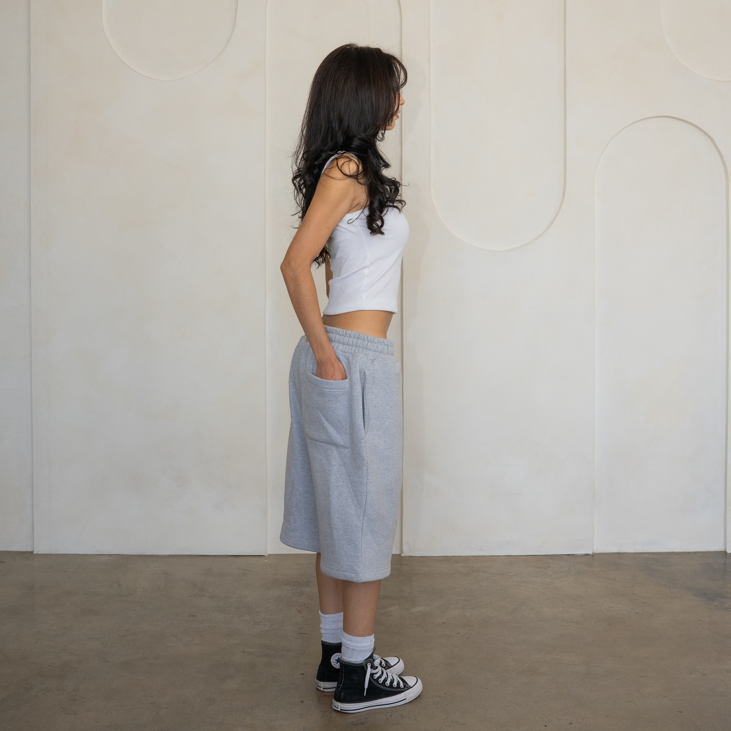 'Heather Grey' Baggy Sweat Shorts