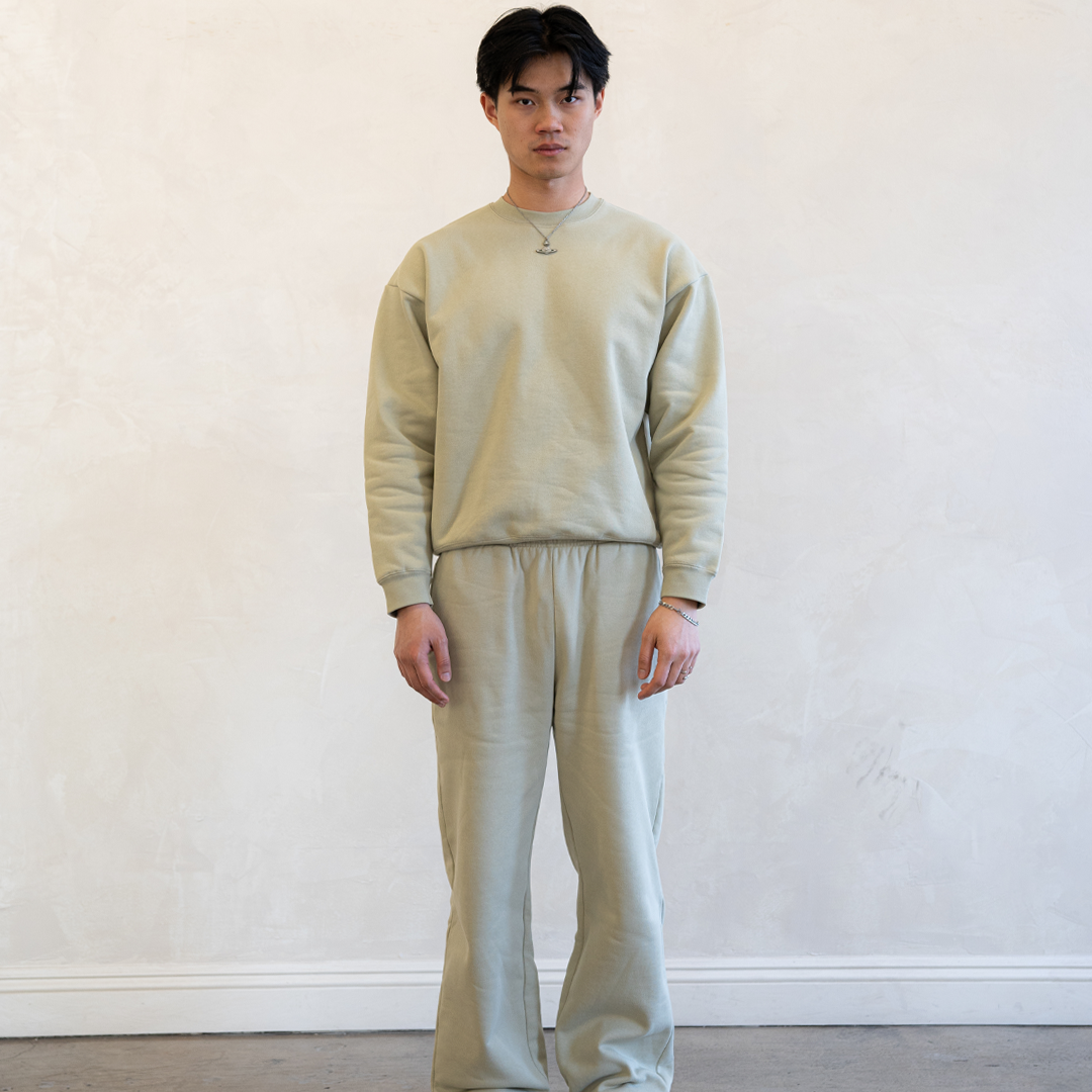 600 GSM 'Matcha' Fleece Crewneck