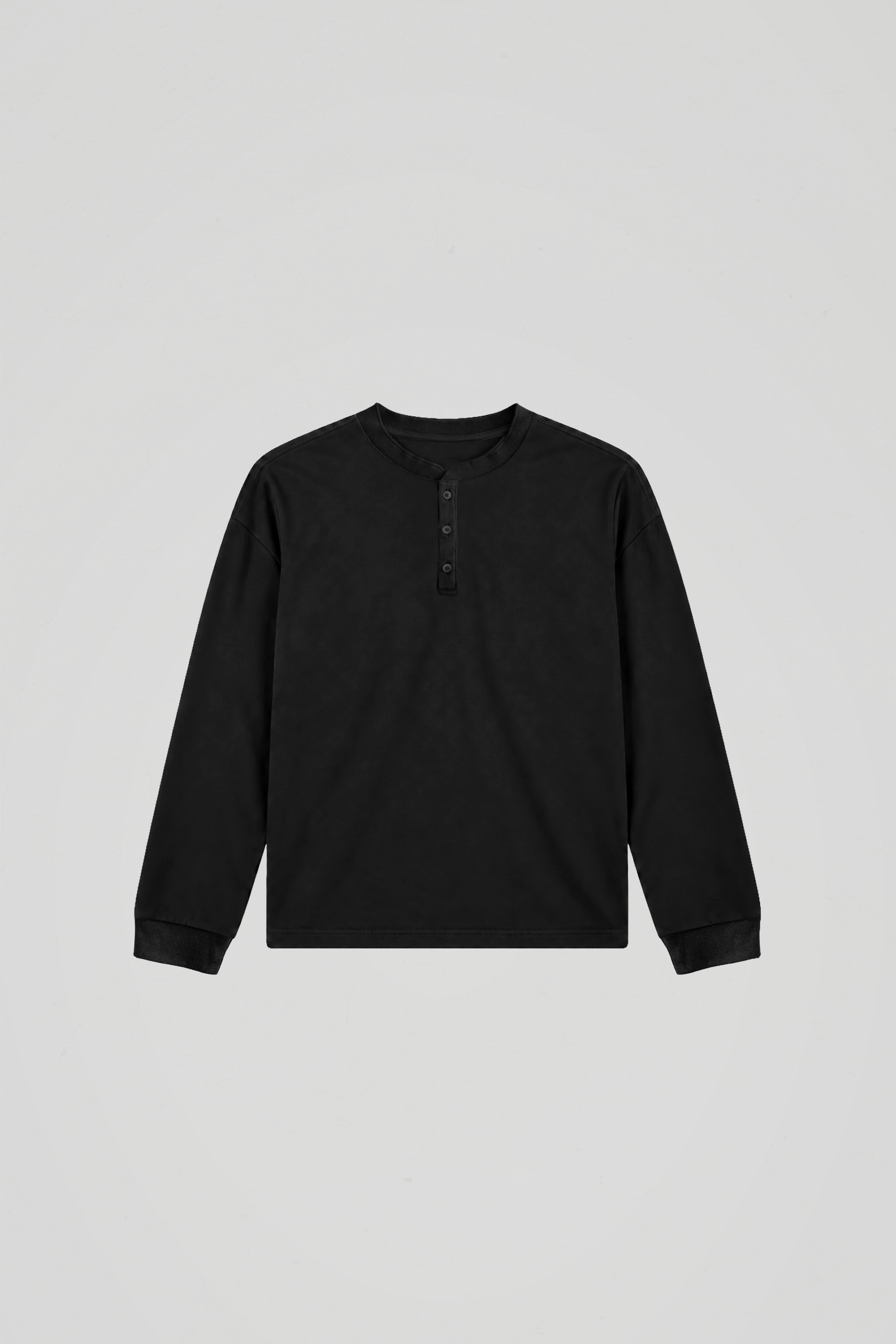 'Black' Henley Long Sleeve Tee