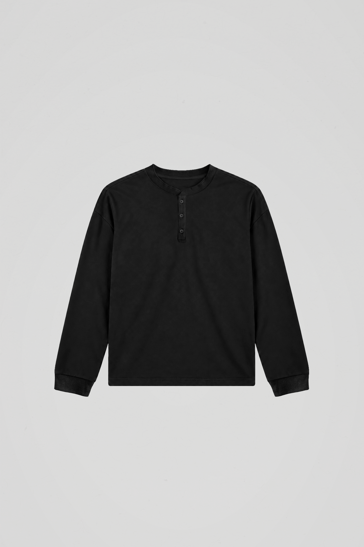 'Black' Henley Long Sleeve Tee
