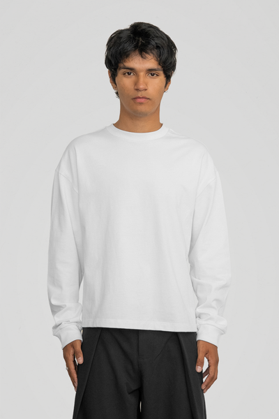 300 GSM 'White' Long Sleeve Tee – LucidBlanks