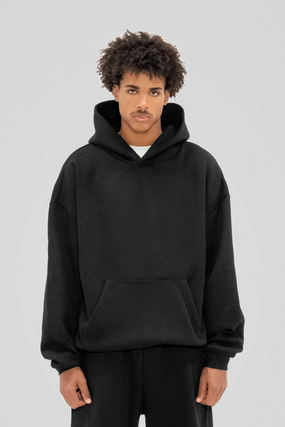350 GSM 'Black' Fleece Hoodie – LucidBlanks