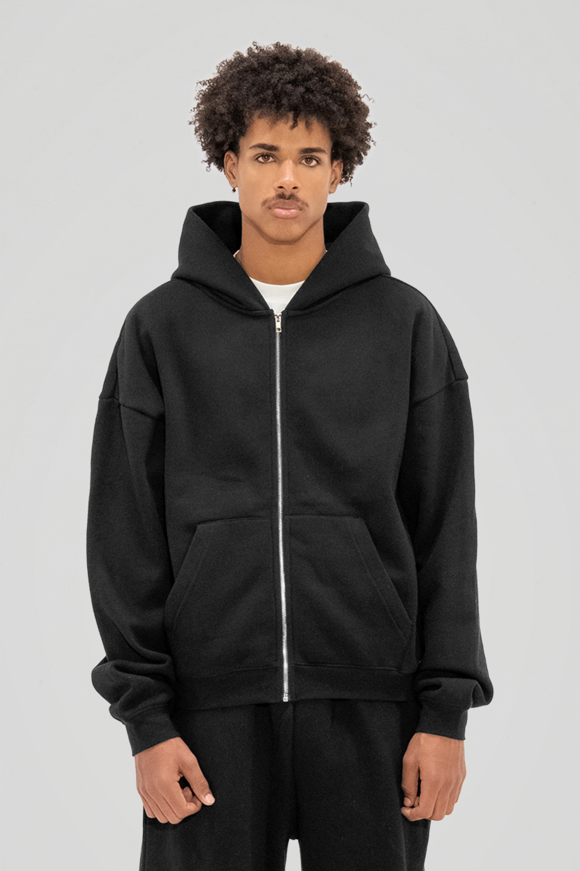 350 GSM 'Black' Zip-Up Hoodie – LucidBlanks