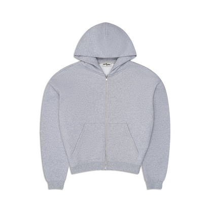 600 GSM 'Heather Grey' Zip-Up Hoodie