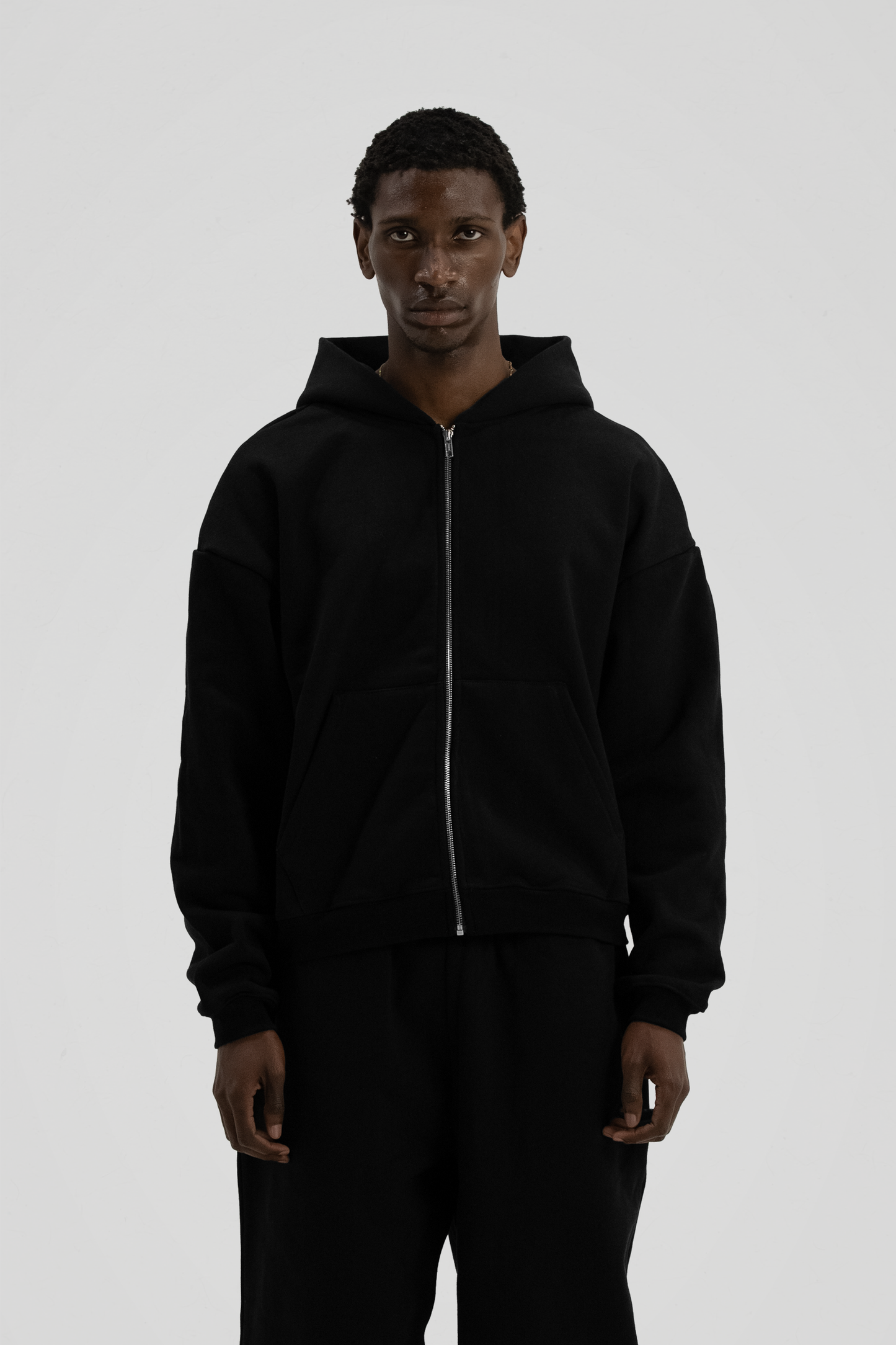 600 GSM 'Black' Zip-Up Hoodie – LucidBlanks