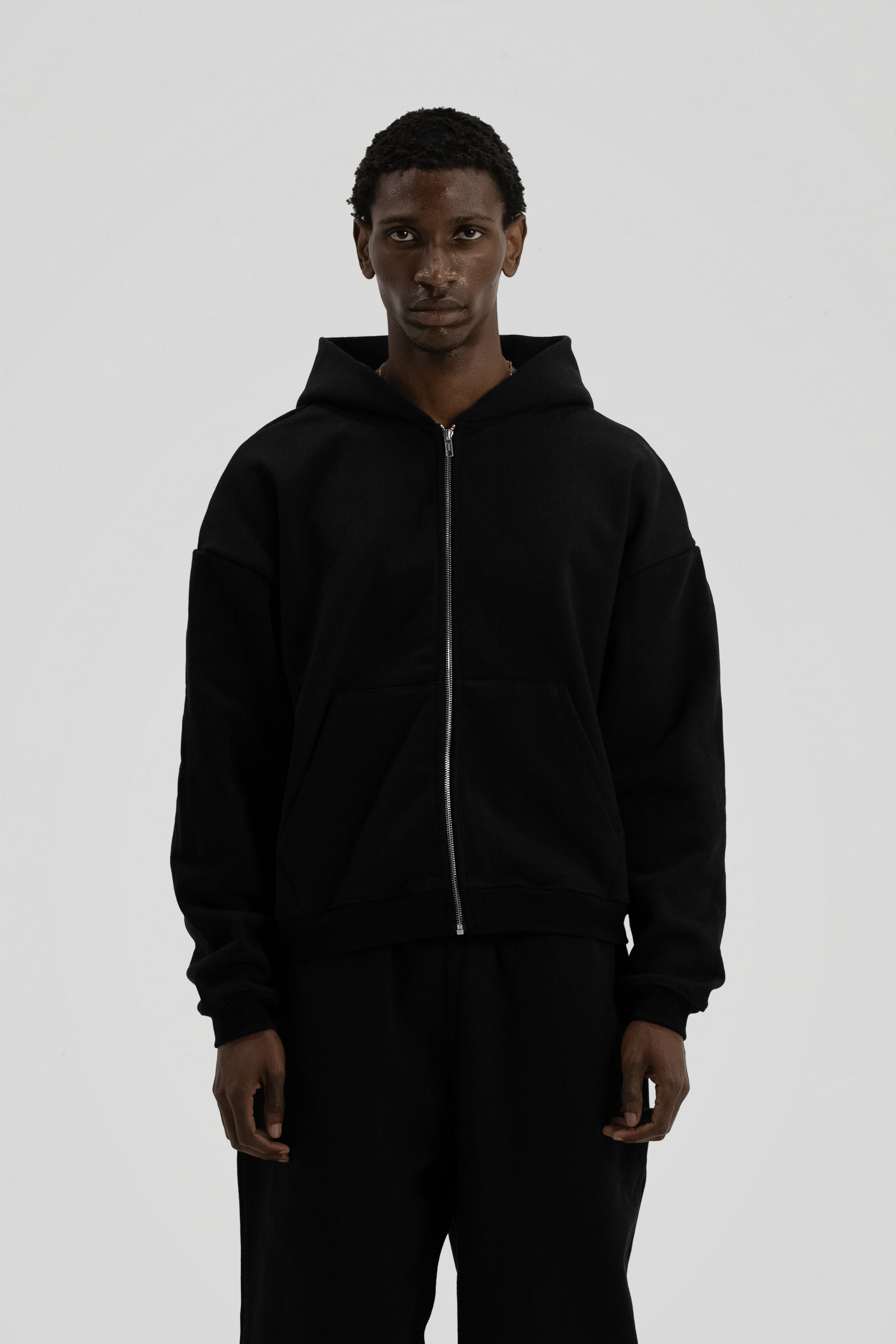 600 GSM 'Black' Zip-Up Hoodie – LucidBlanks
