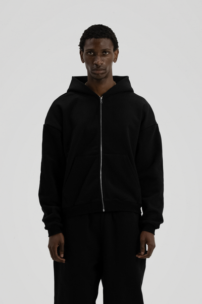 600 GSM 'Black' Zip-Up Hoodie – LucidBlanks