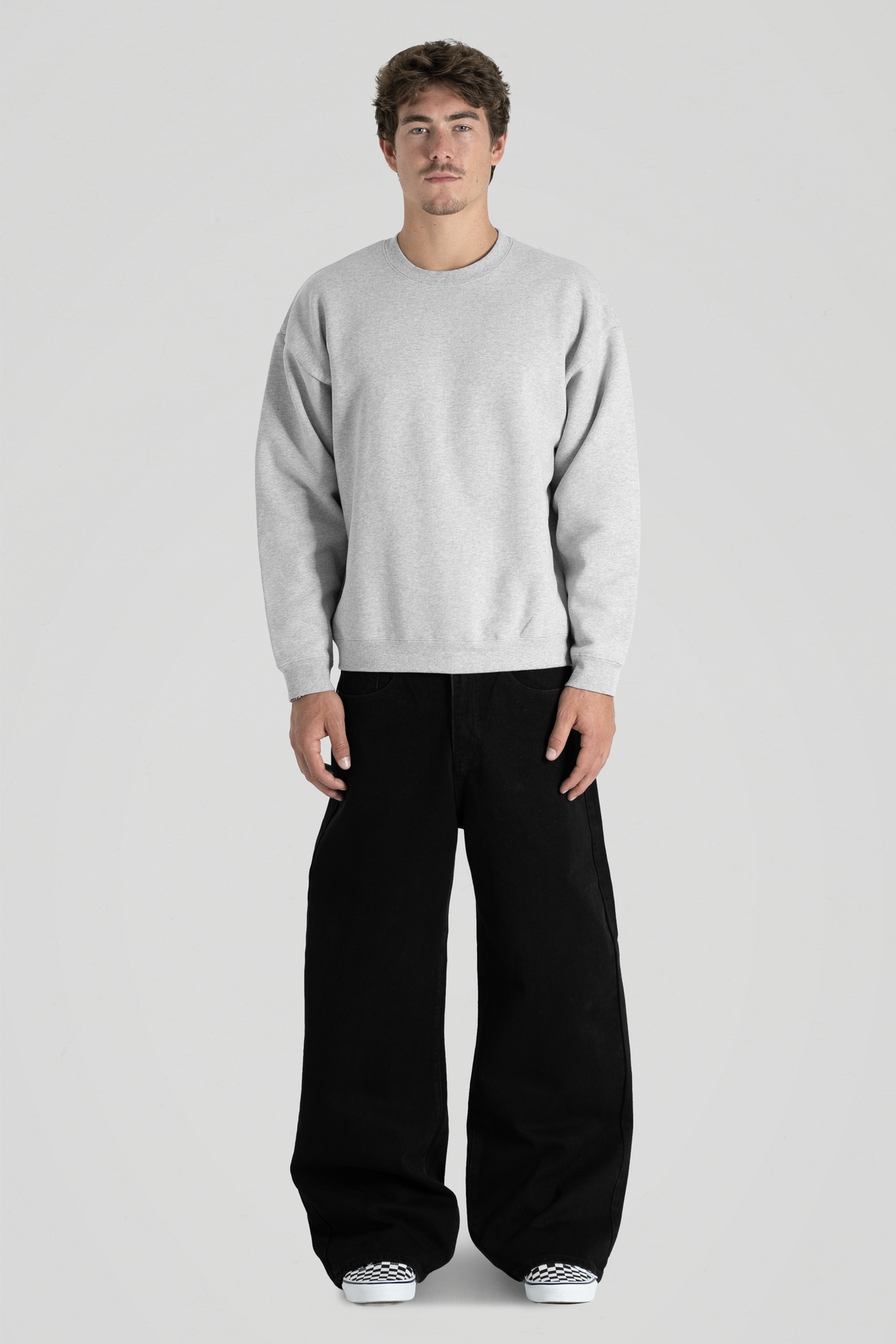 600 GSM 'Heather Grey' Fleece Crewneck
