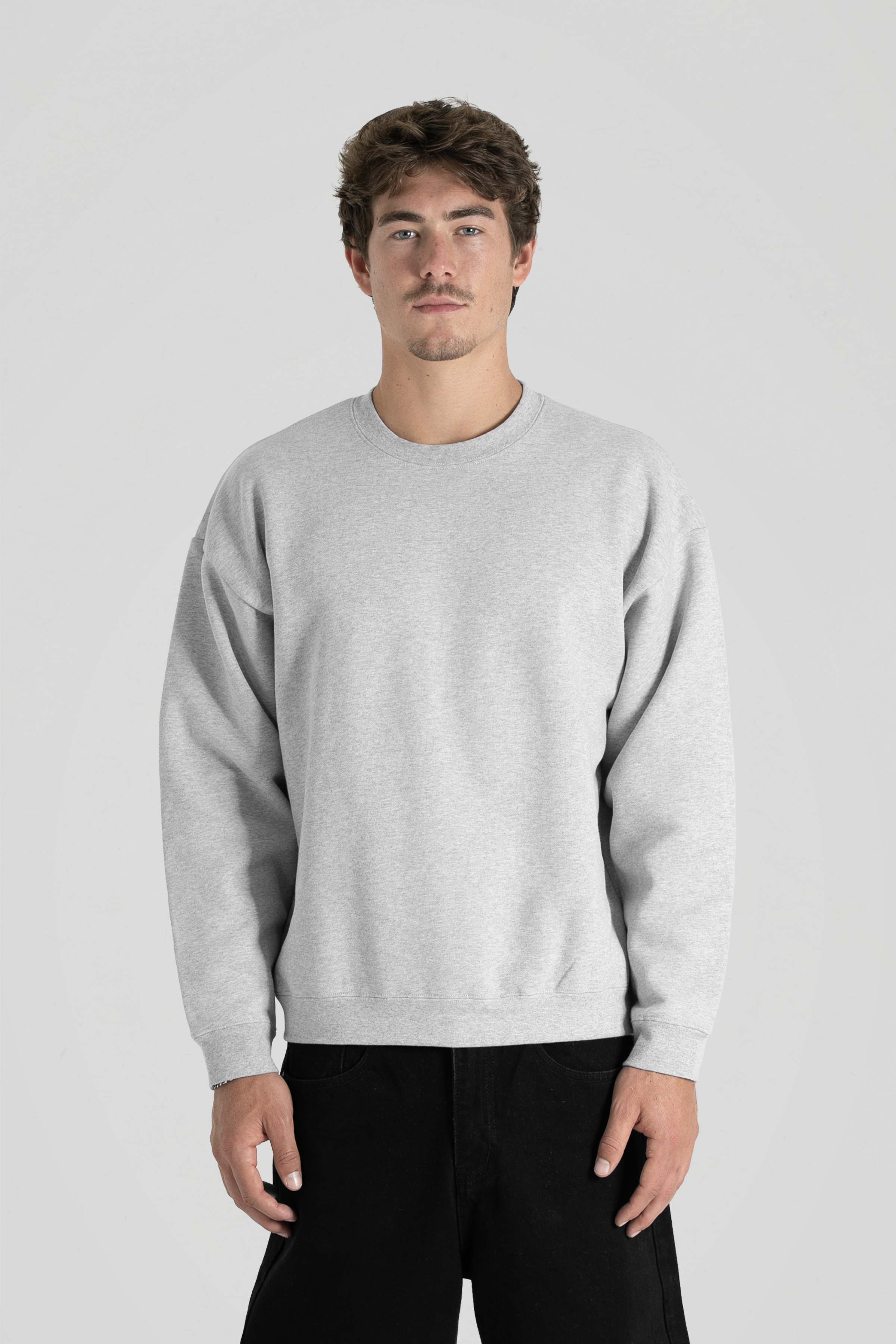 600 GSM 'Heather Grey' Fleece Crewneck