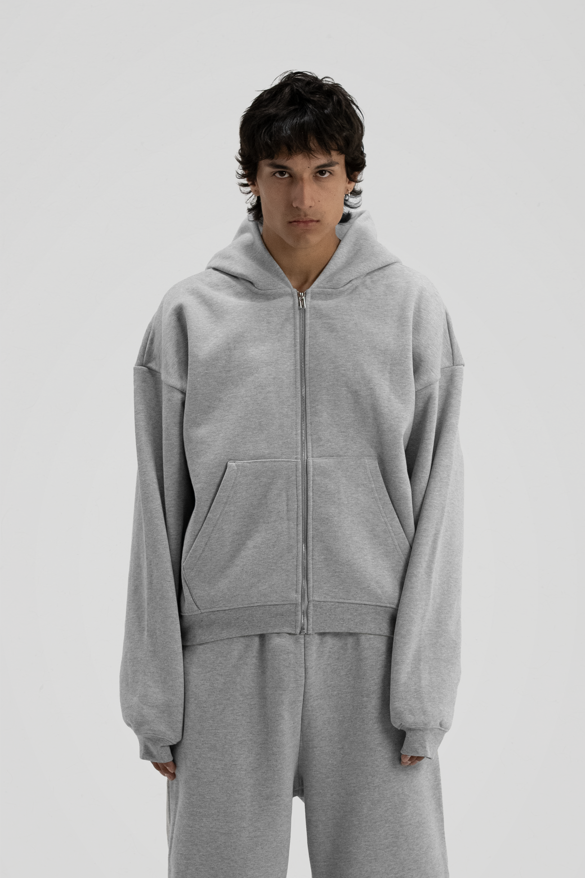 600 GSM 'Heather Grey' Zip-Up Hoodie – LucidBlanks