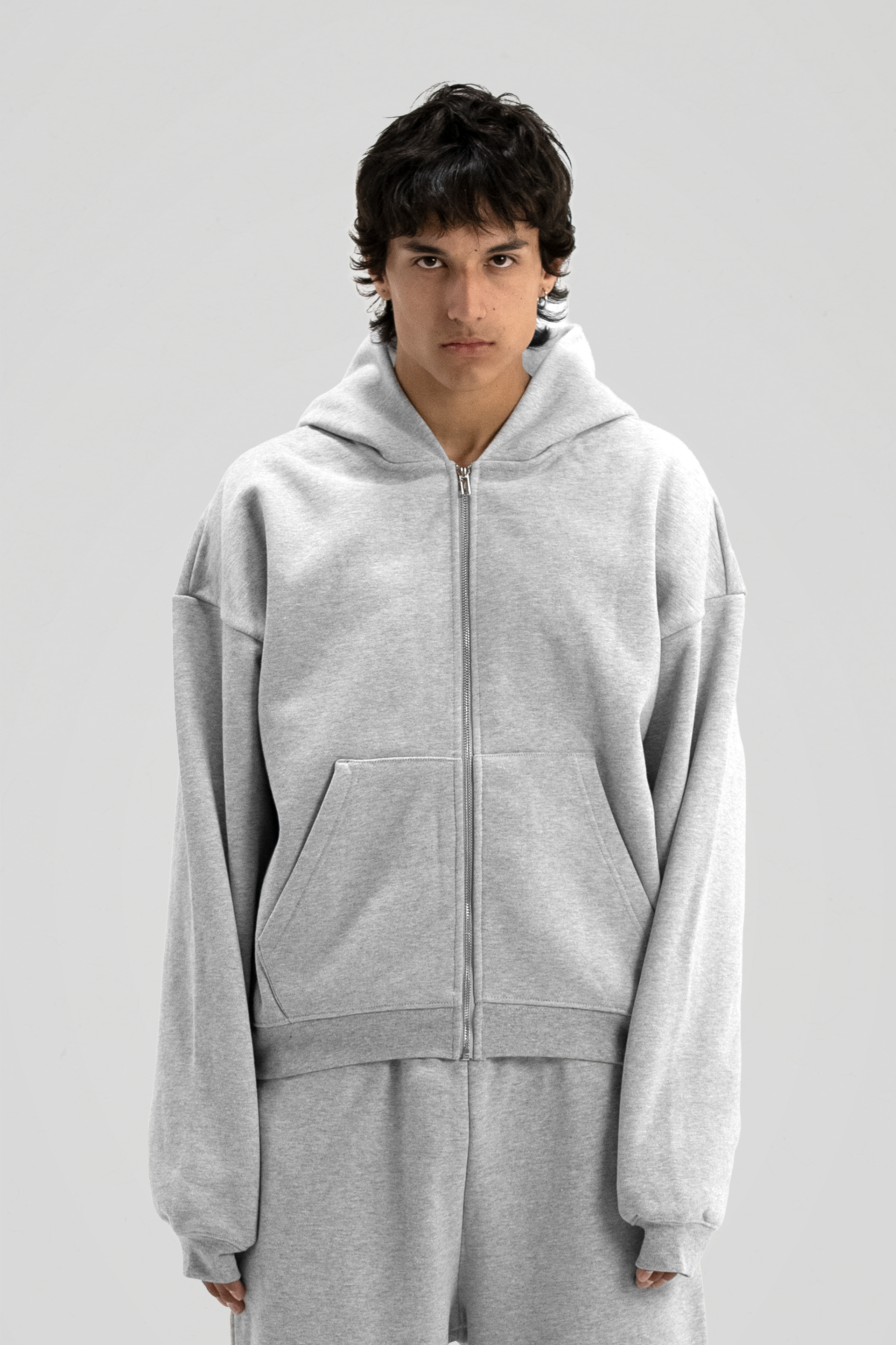 600 GSM 'Heather Grey' Zip-Up Hoodie – LucidBlanks