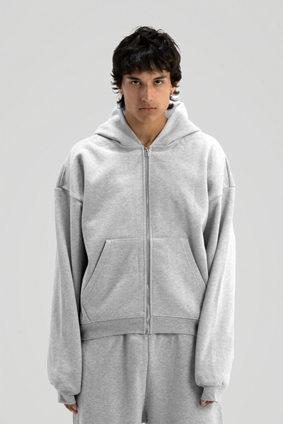 600 GSM 'Heather Grey' Zip-Up Hoodie – LucidBlanks