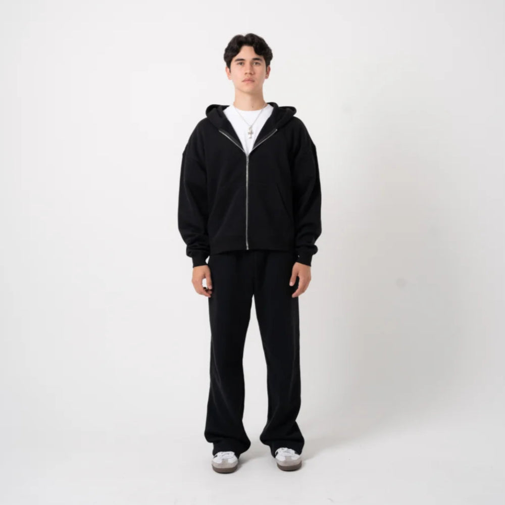 600 GSM 'Black' Zip-Up Hoodie