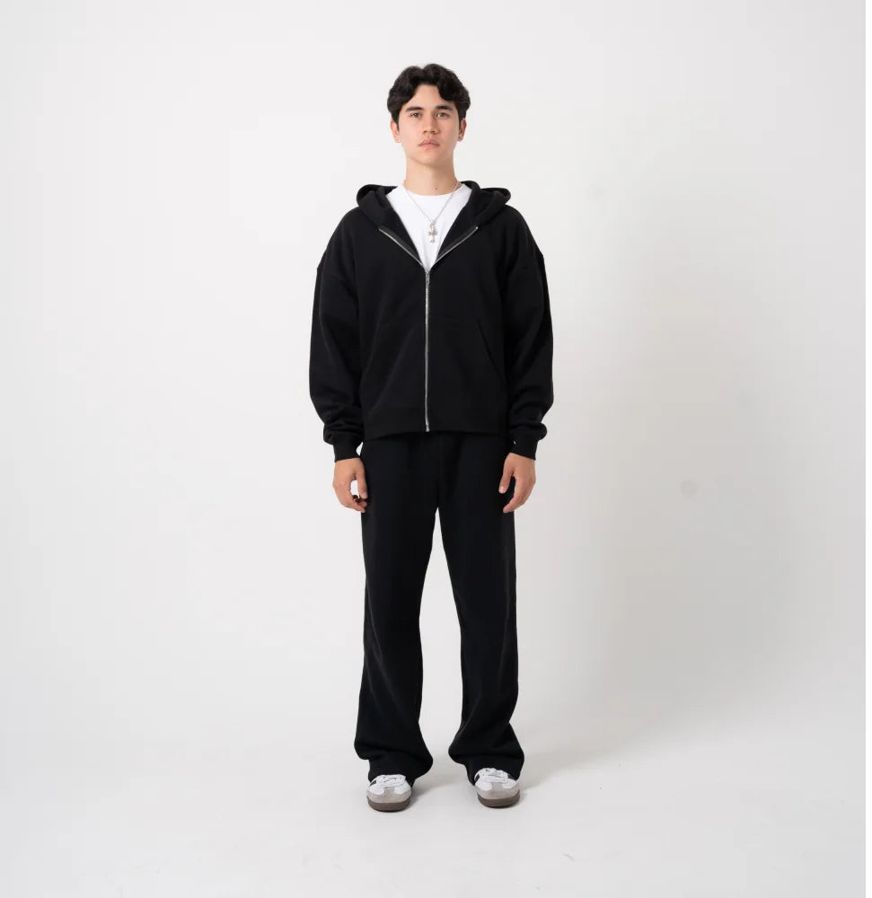 350 GSM Extra Thick "Black" Zip-Up Hoodie