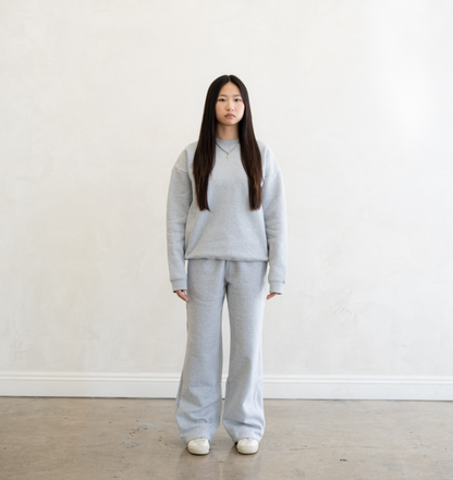 600 GSM 'Heather Grey' Fleece Crewneck