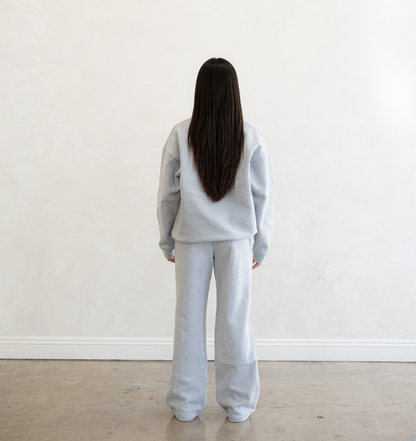 600 GSM 'Heather Grey' Fleece Crewneck