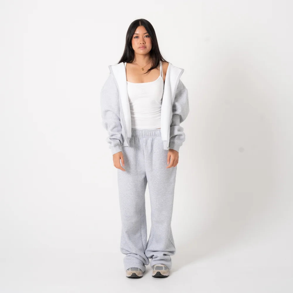 350 GSM 'Heather Grey' Extra Thick Open Bottom Fleece Sweatpants