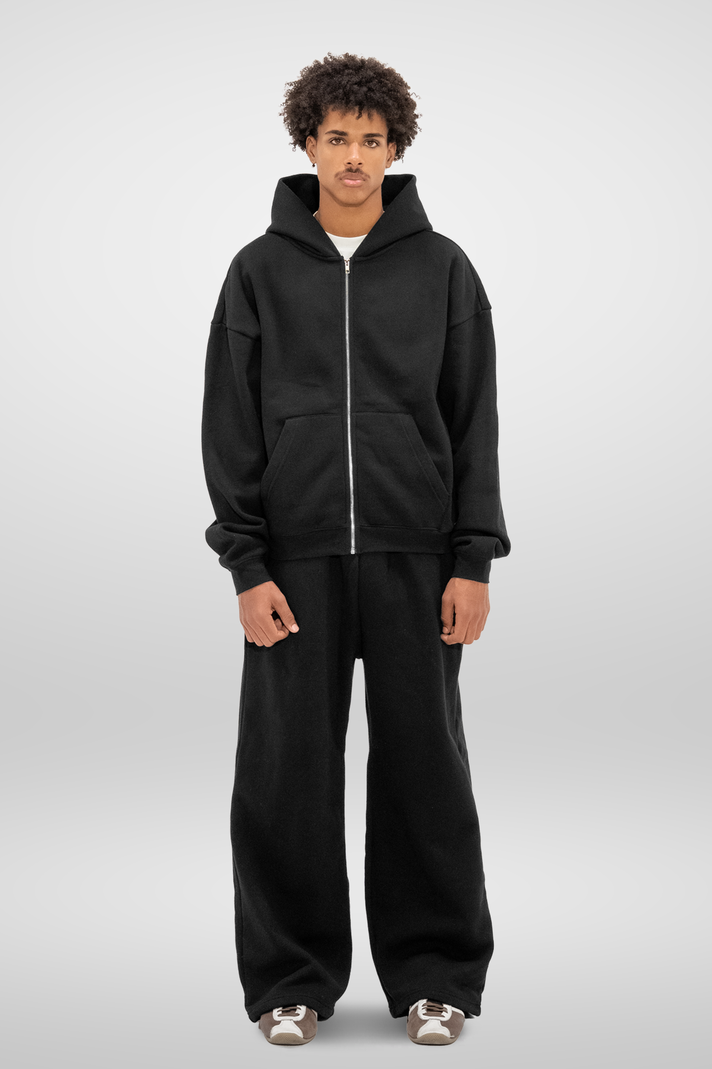350 GSM 'Black' Zip-Up Hoodie