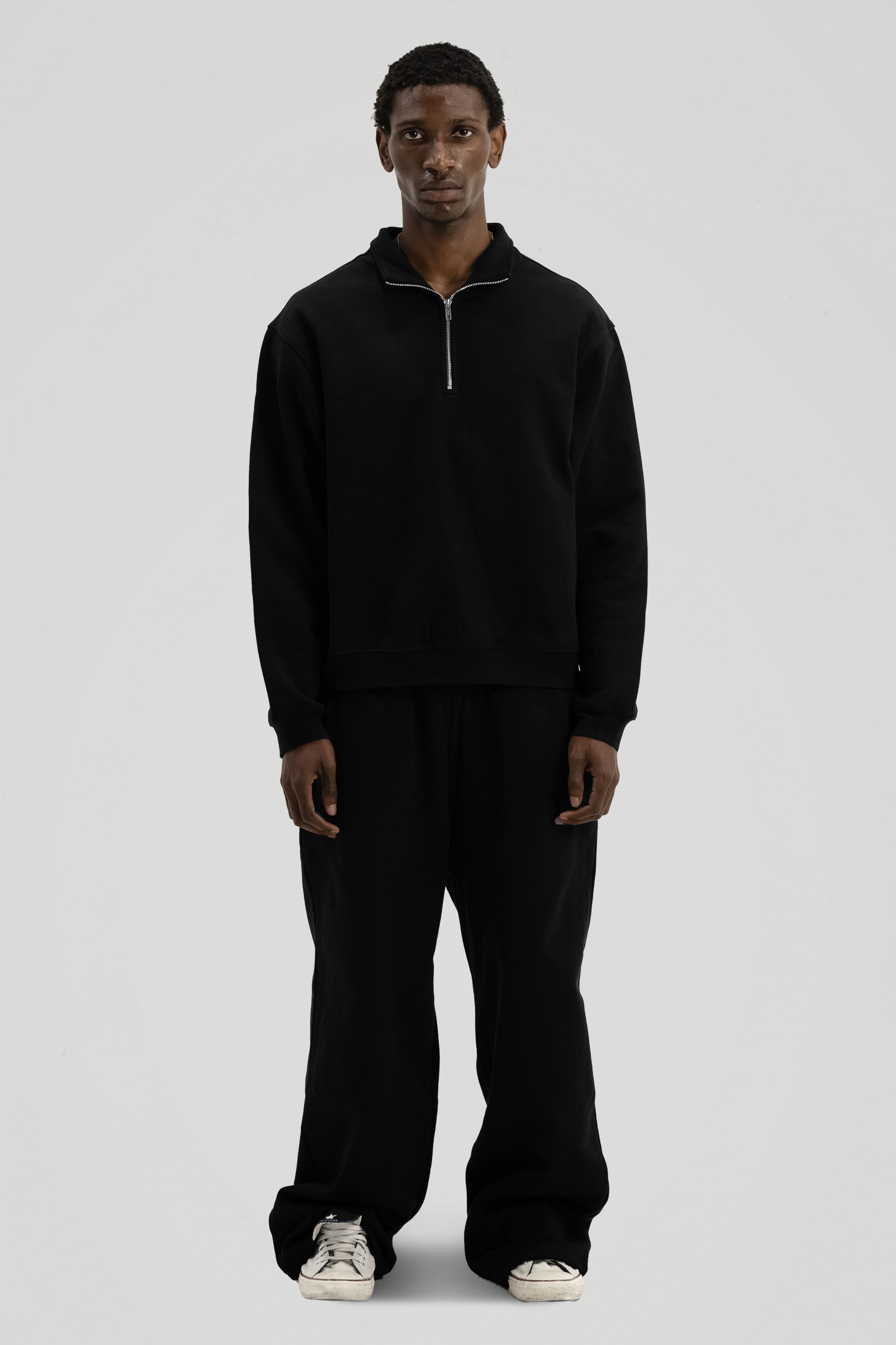 600 GSM 'Black' Quarter Zip Sweatshirt