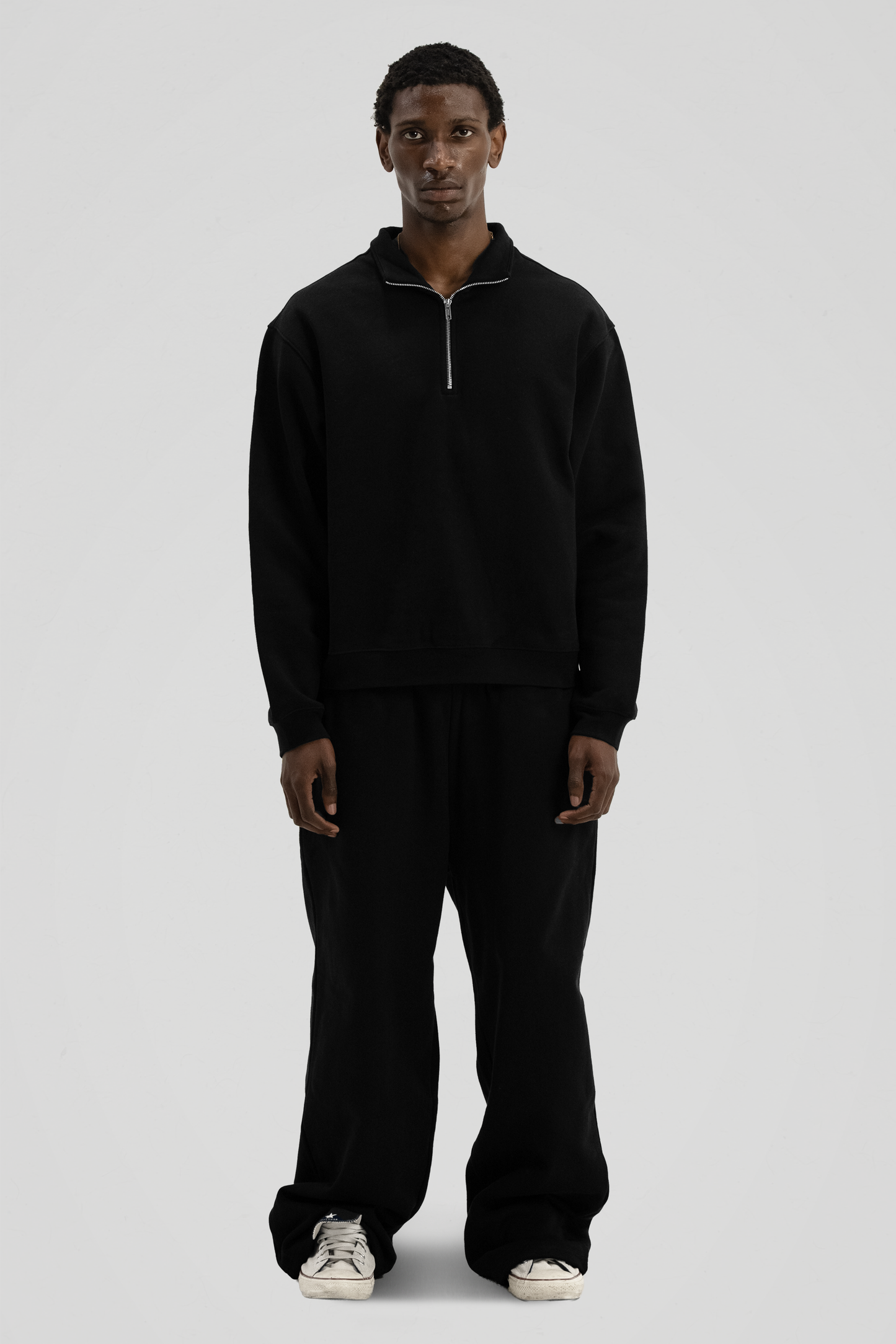 600 GSM 'Black' Quarter Zip Sweatshirt – LucidBlanks