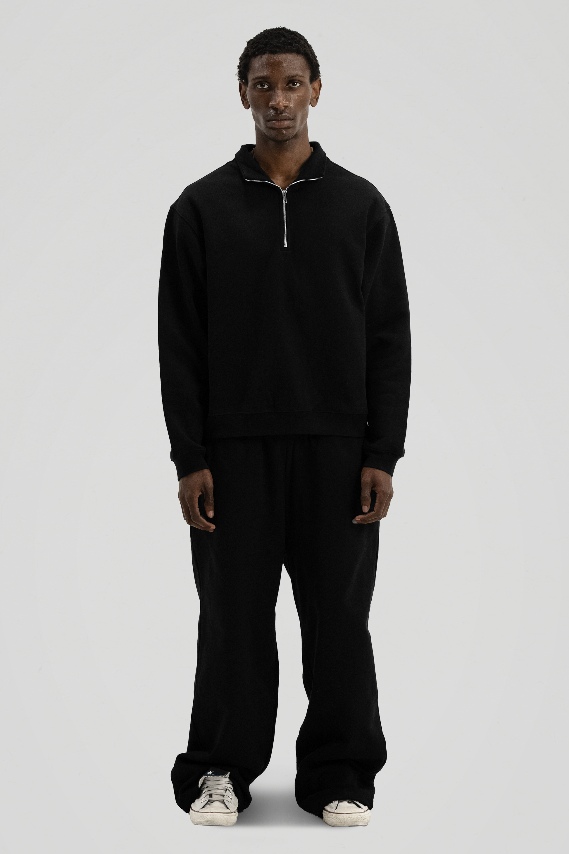 600 GSM 'Black' Quarter Zip Sweatshirt – LucidBlanks