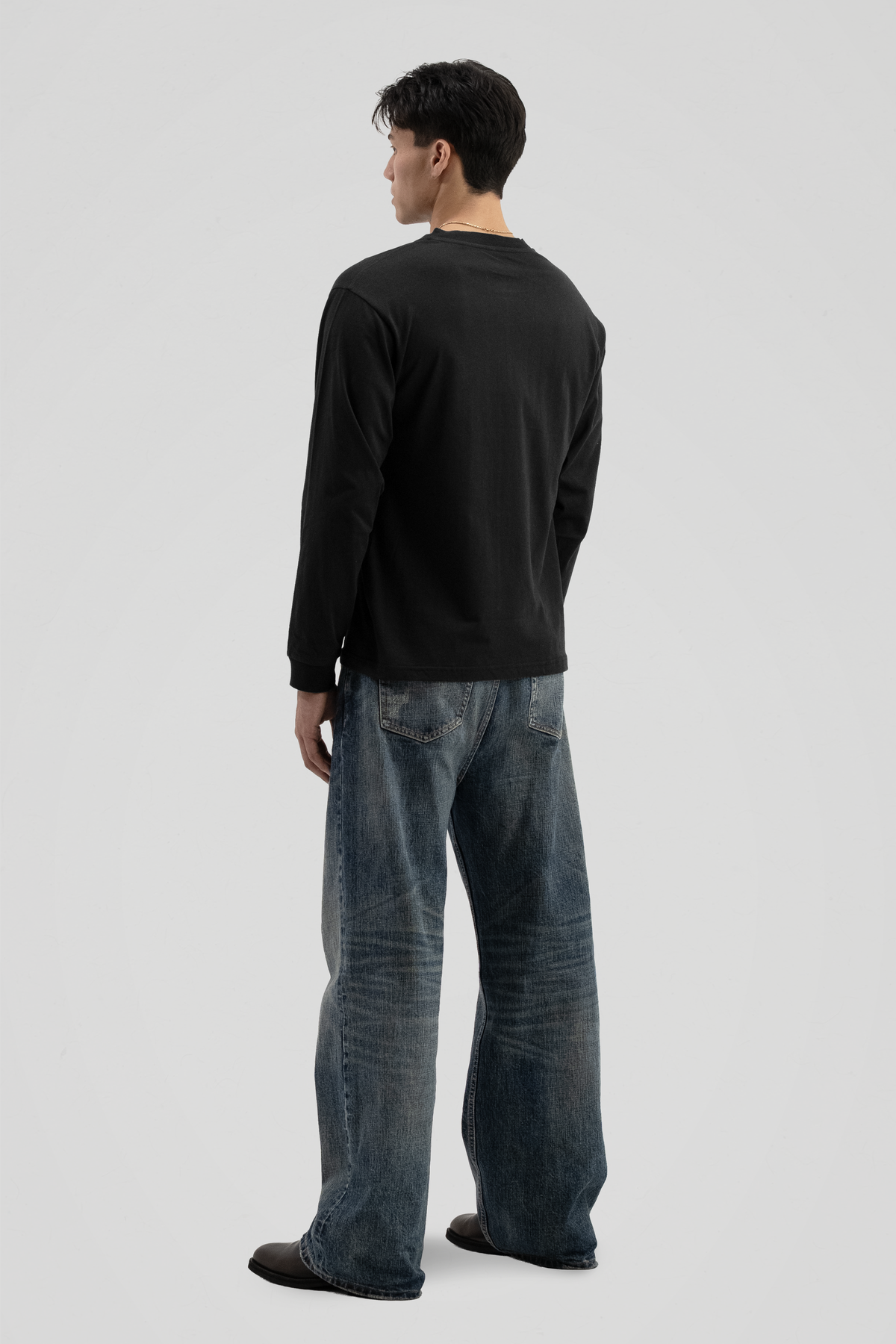 'Black' Henley Long Sleeve Tee