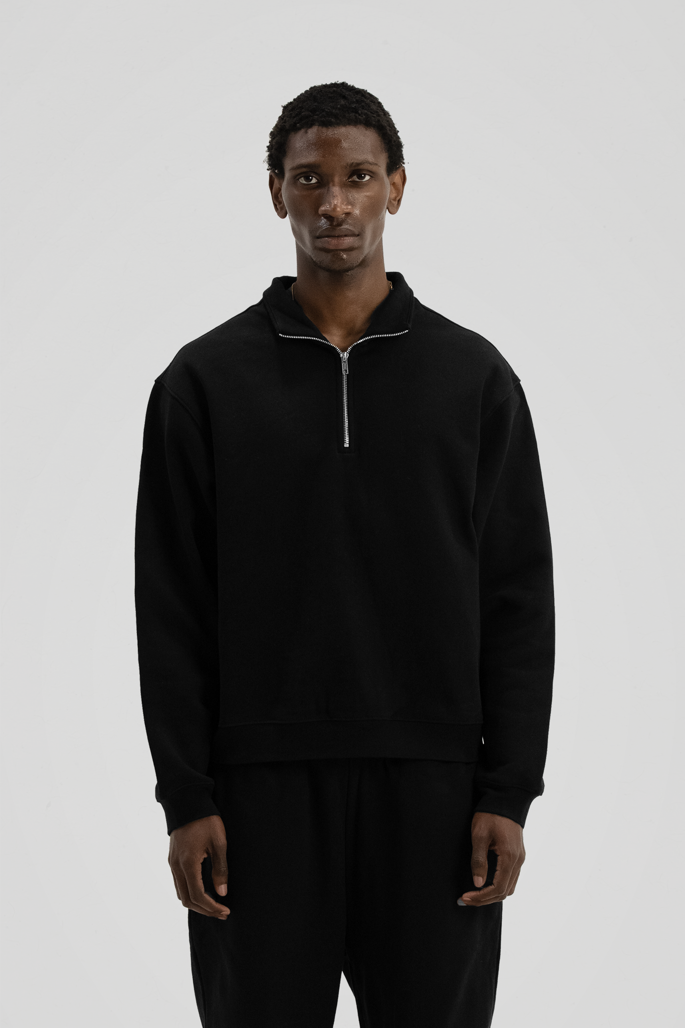 600 GSM 'Black' Quarter Zip Sweatshirt