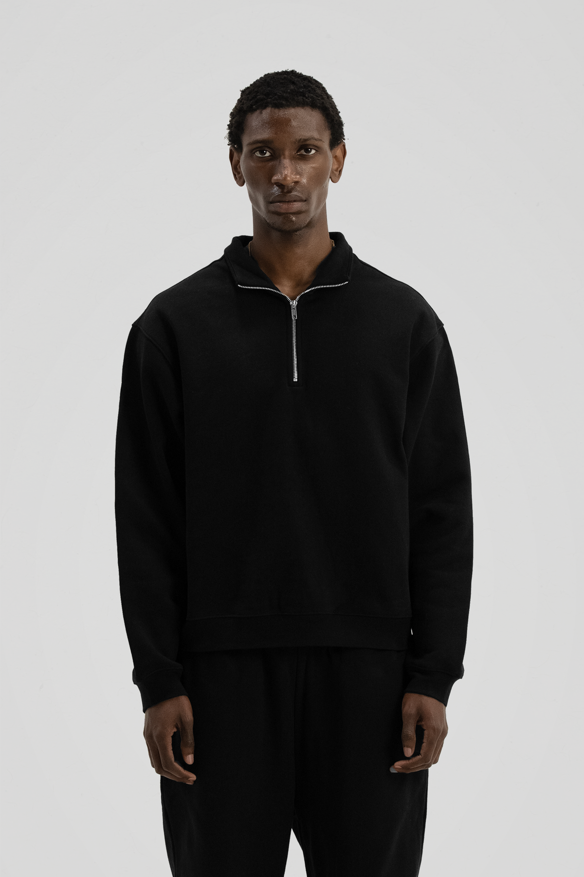 600 GSM 'Black' Quarter Zip Sweatshirt – LucidBlanks 600 GSM 'Black' Quarter Zip Sweatshirt – LucidBlanks