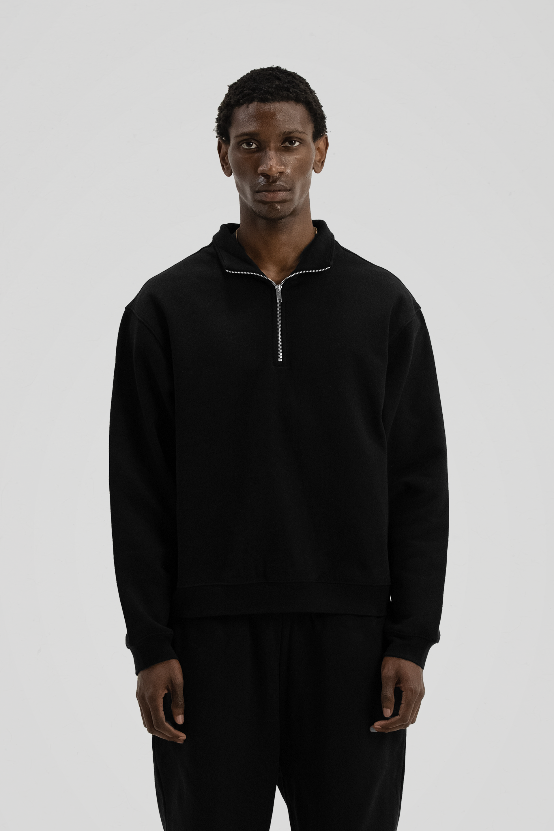 600 GSM 'Black' Quarter Zip Sweatshirt – LucidBlanks