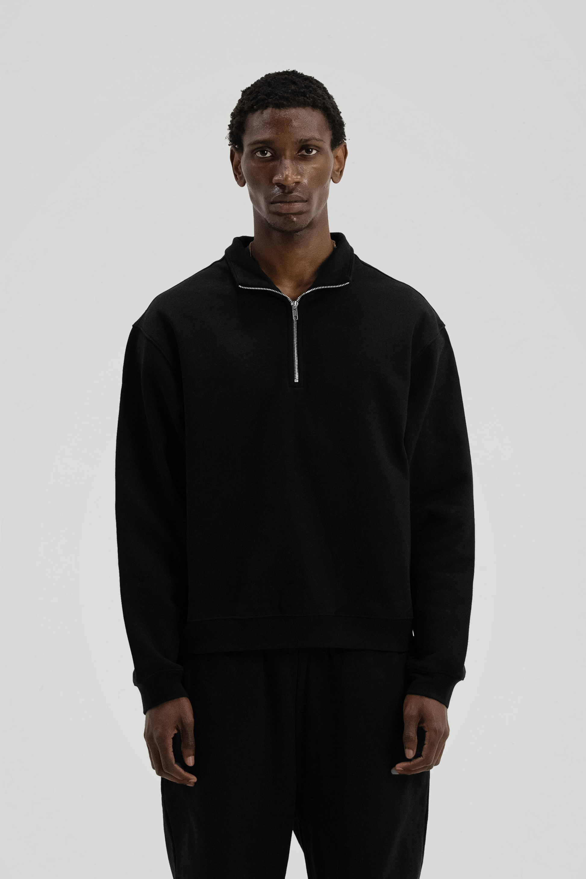 600 GSM 'Black' Quarter Zip Sweatshirt – LucidBlanks