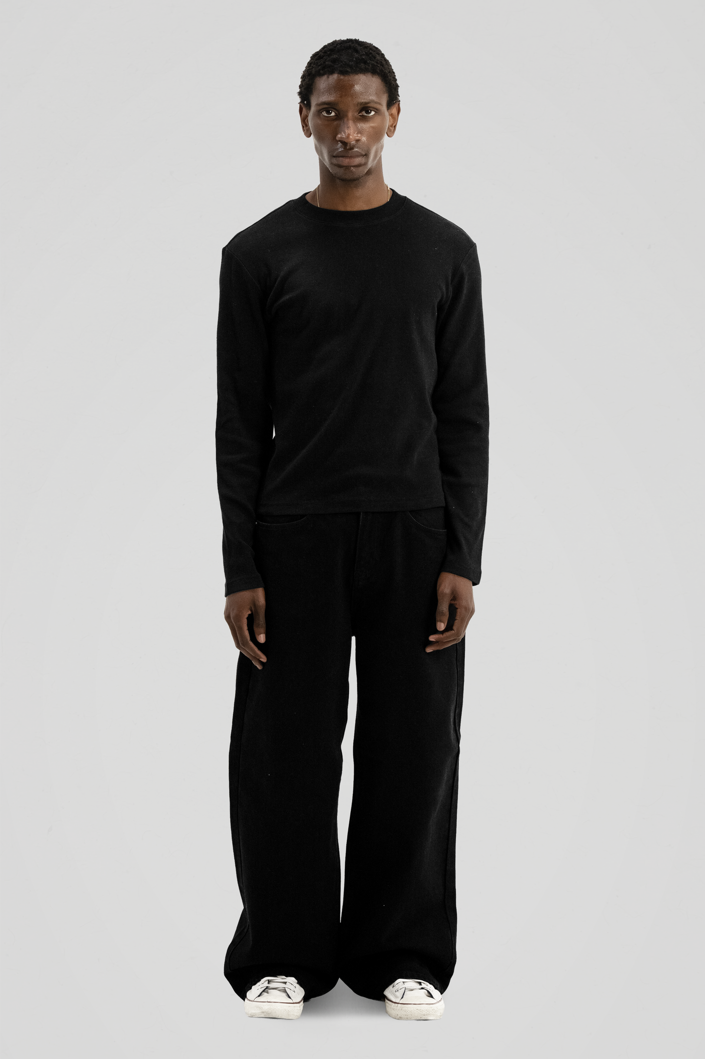 'Tandem' Black Ribbed Long sleeve