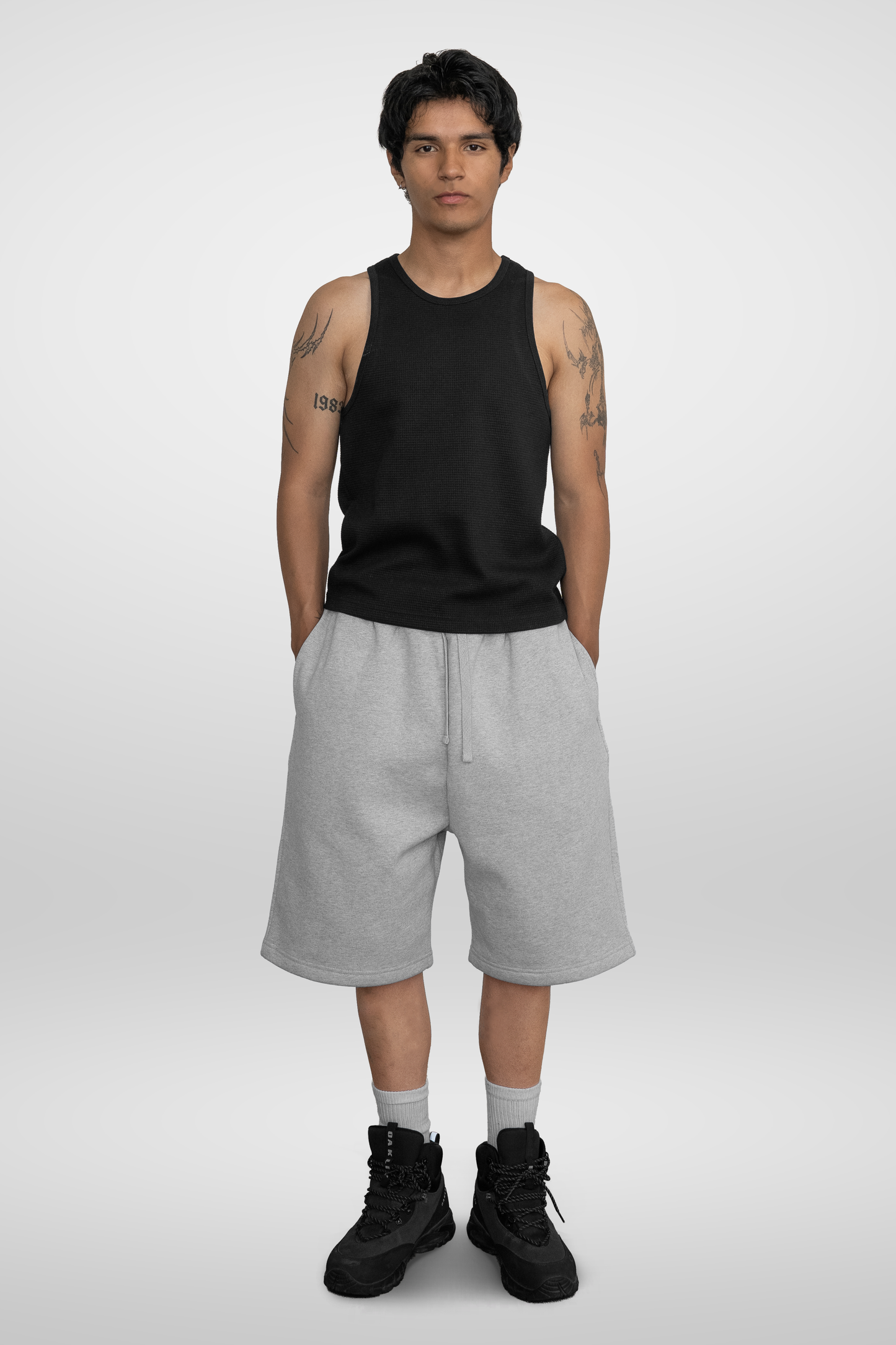 'Black' Waffle Knit Tank Top