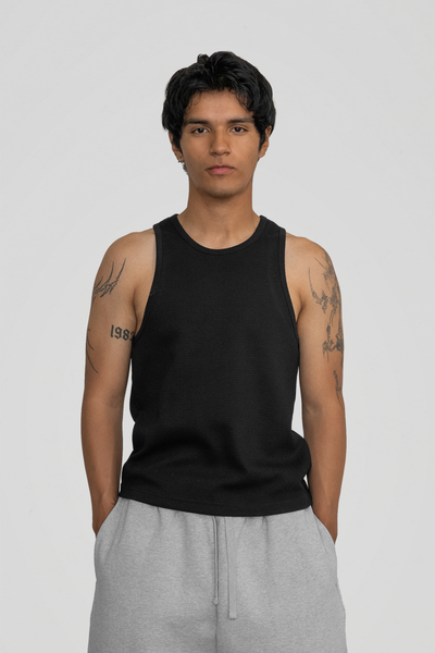 Black' Waffle Knit Tank Top – LucidBlanks