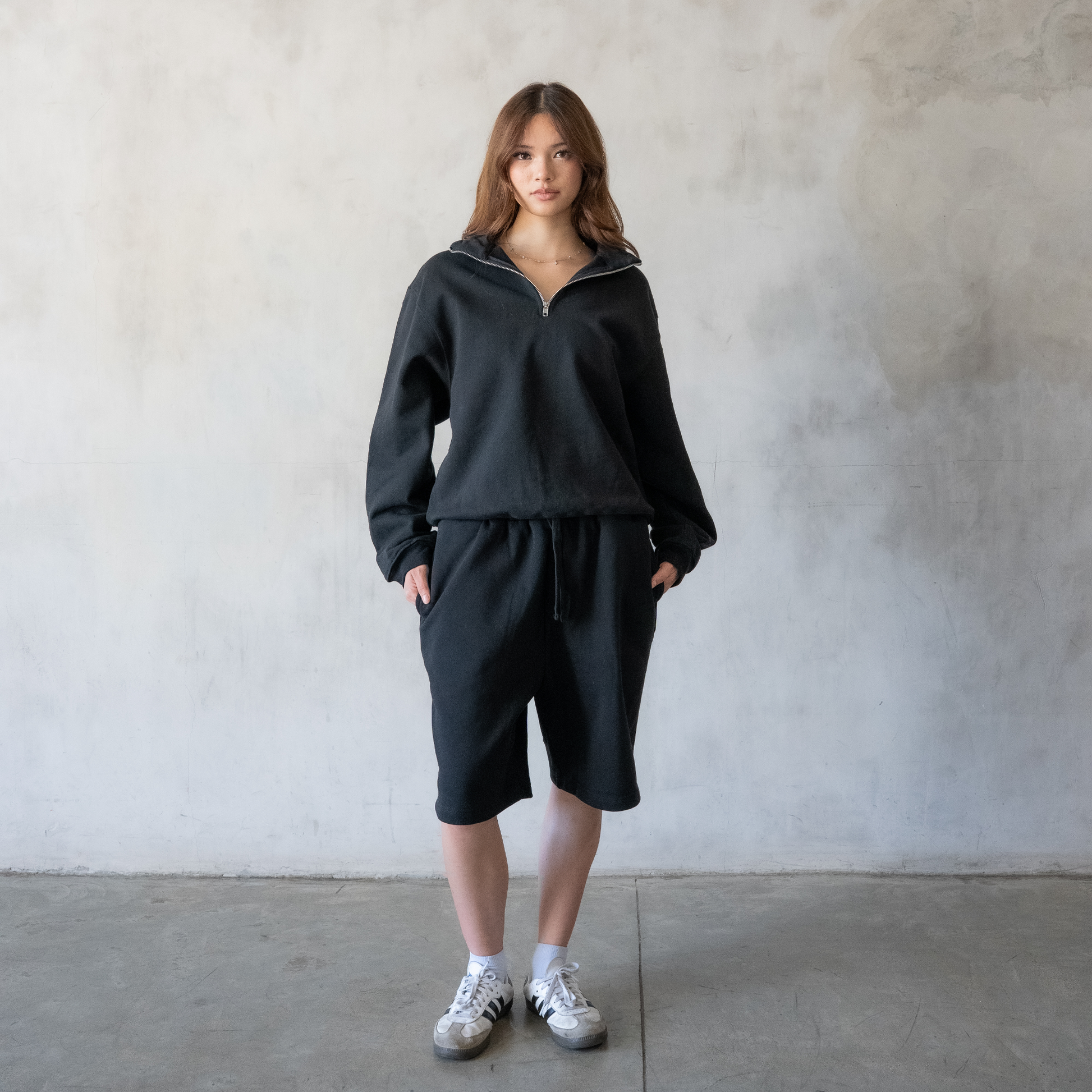 600 GSM 'Black' Quarter Zip Sweatshirt – LucidBlanks