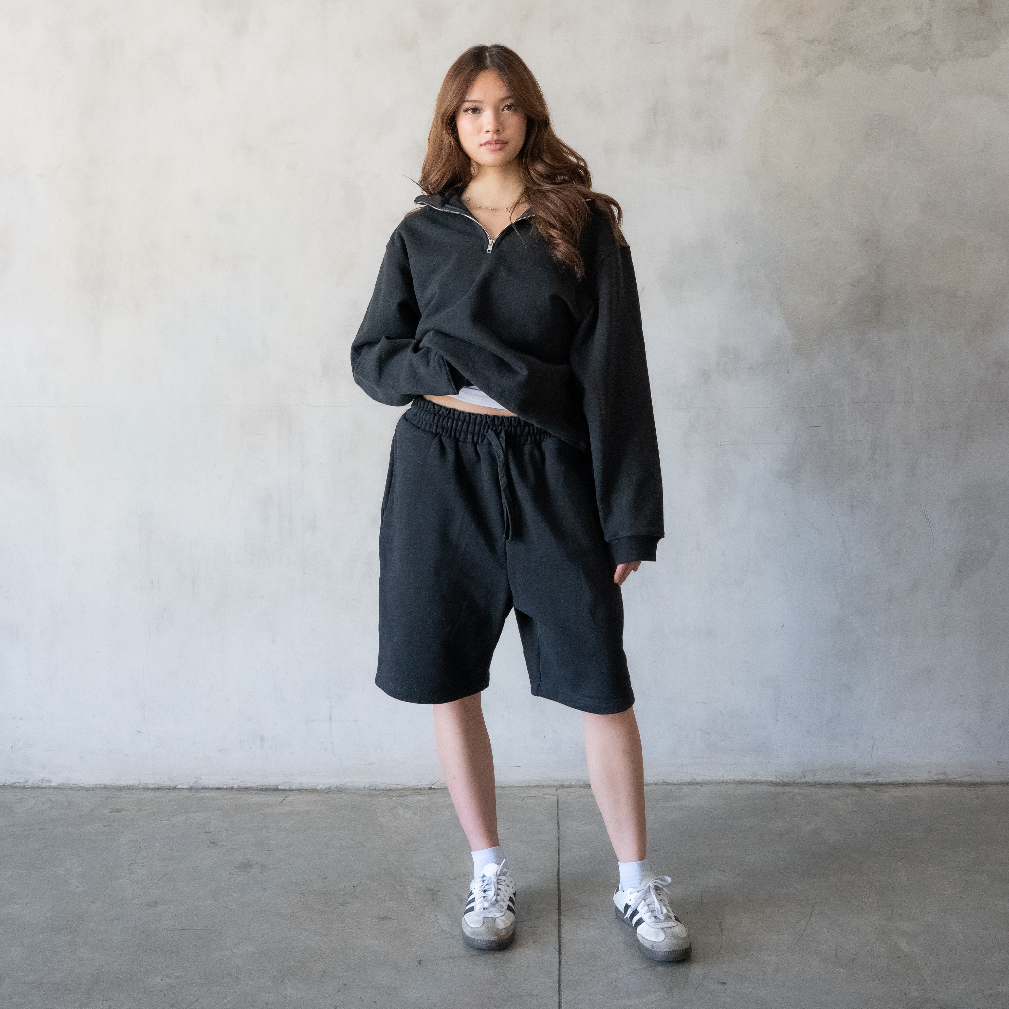 600 GSM 'Black' Quarter Zip Sweatshirt