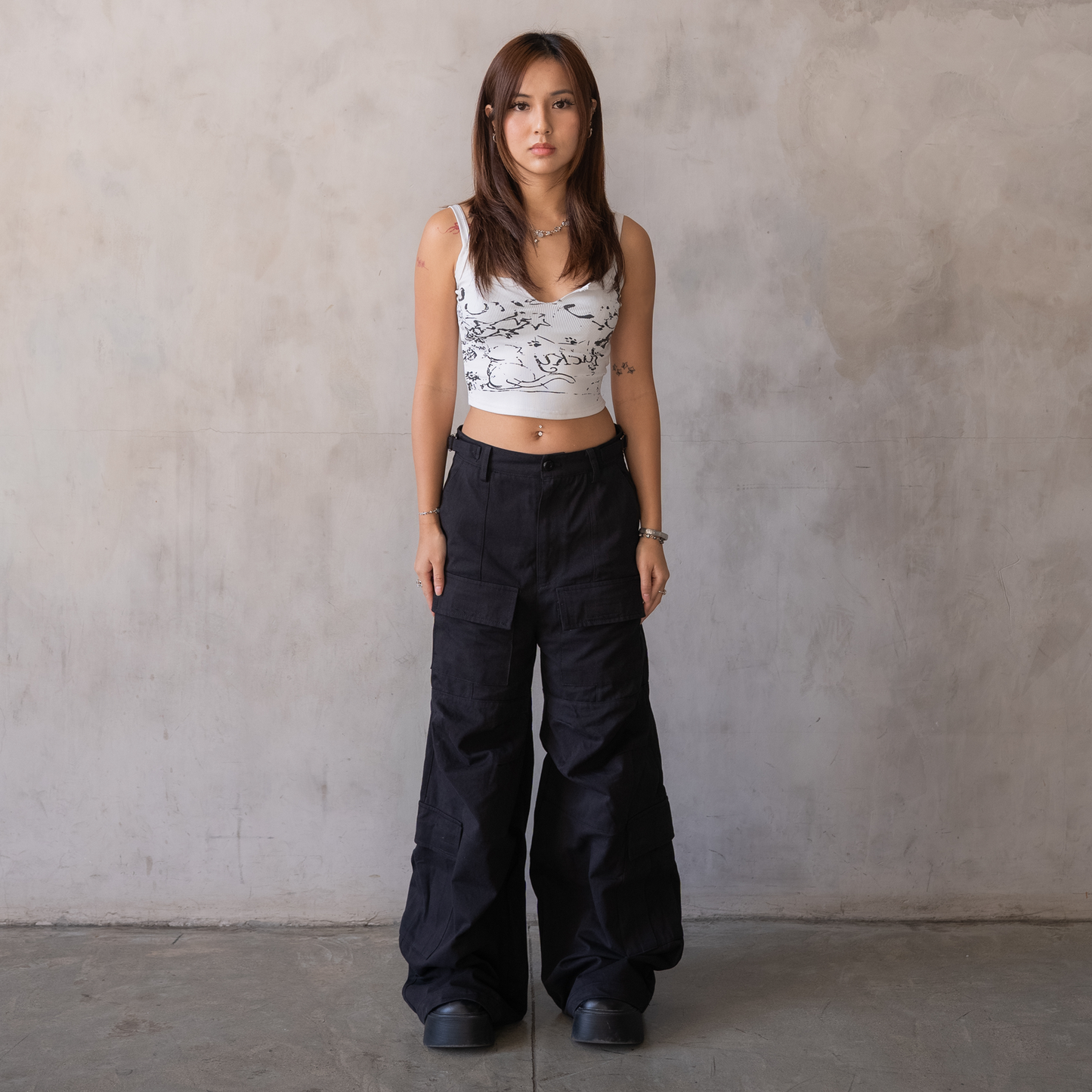 'Payload' Flared Cargos (Black)