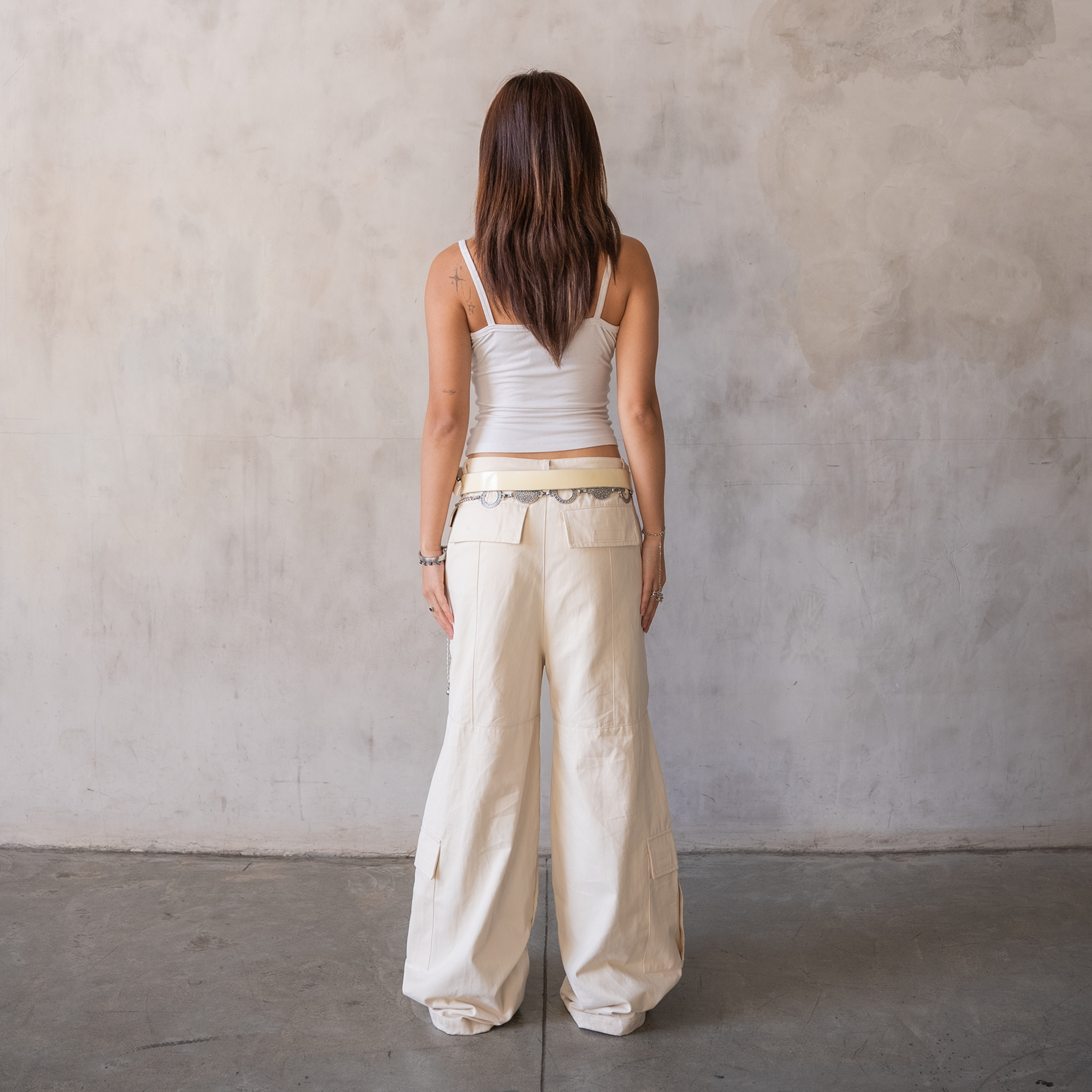 'Payload' Flared Cargos (Cream)