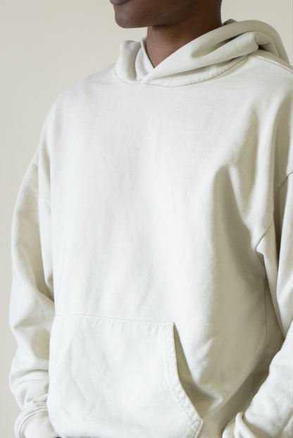 500 GSM Garment Dye 'Pure White' French Terry Cotton Hoodie