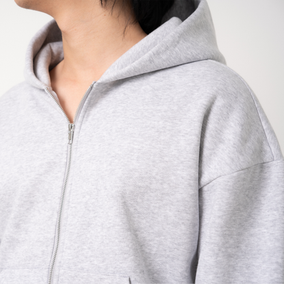 350 GSM 'Heather Grey' Zip-Up Hoodie