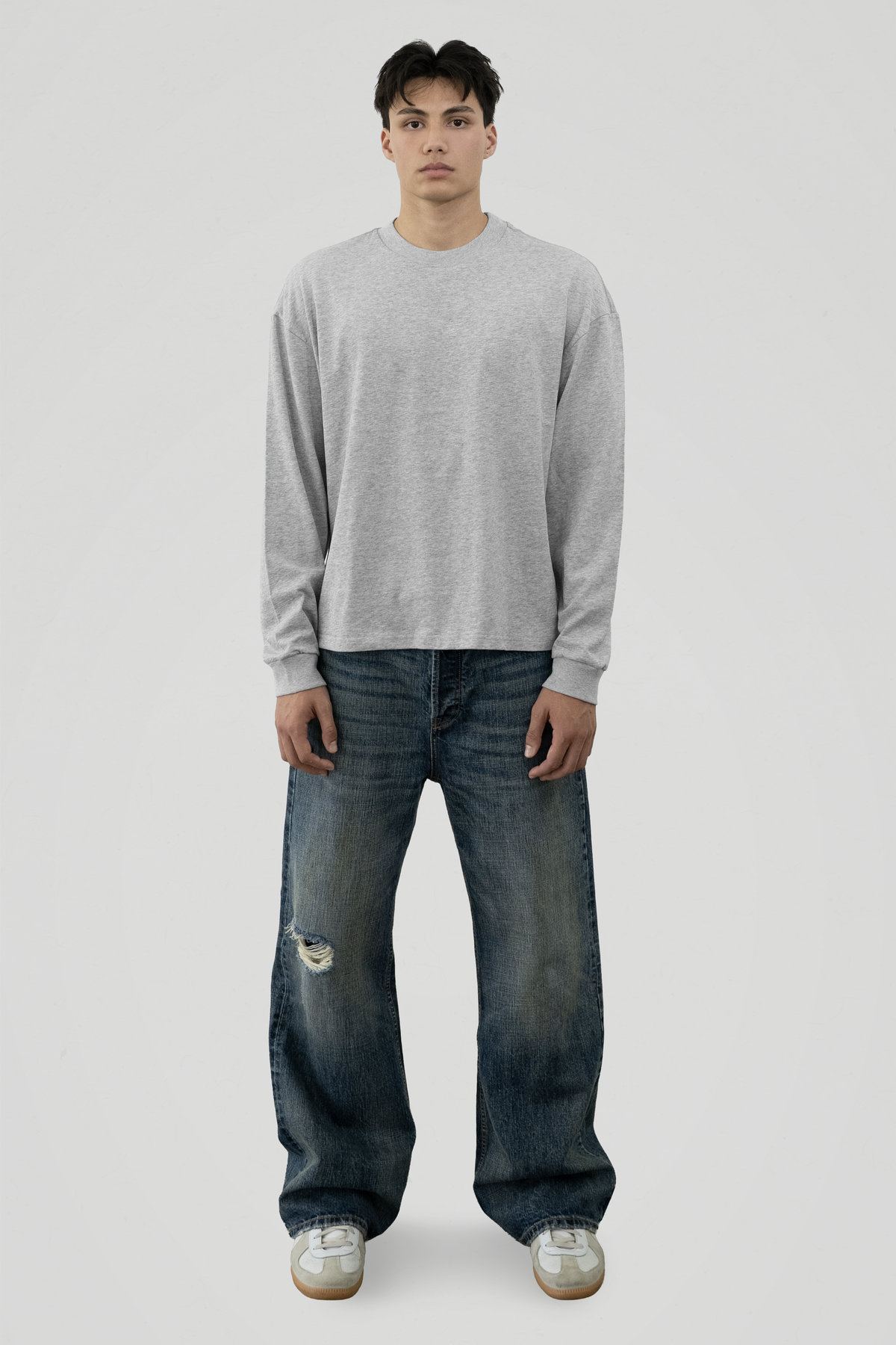 300 GSM 'Heather Grey' Long Sleeve Tee