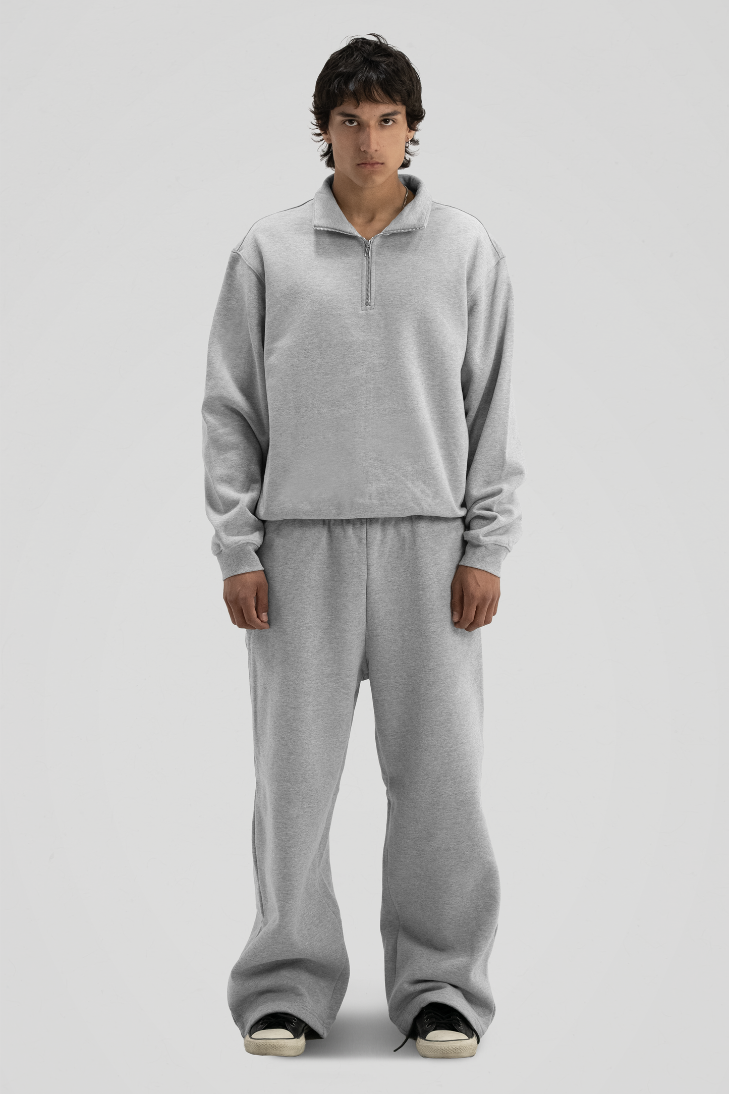 600 GSM 'Heather Grey' Quarter Zip Sweatshirt – LucidBlanks