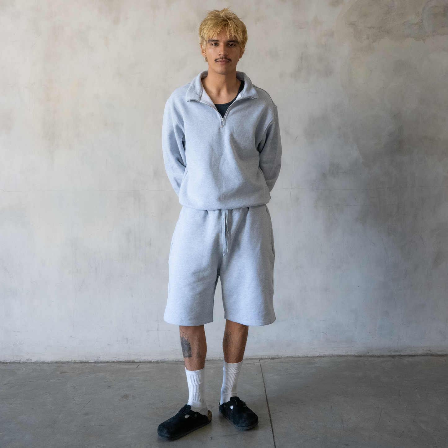 600 GSM 'Heather Grey' Quarter Zip Sweatshirt