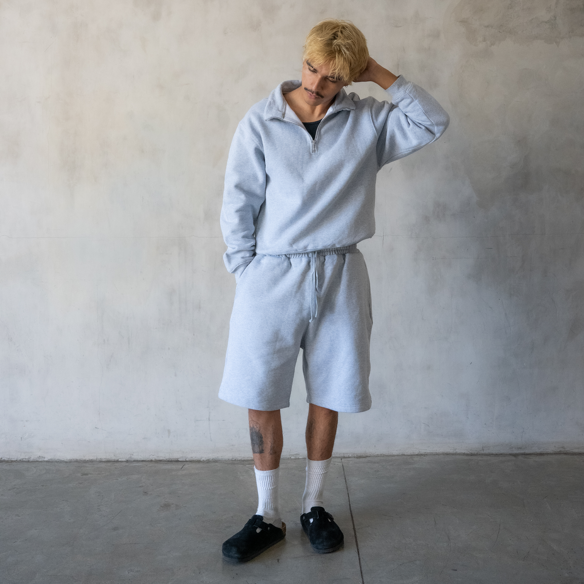 600 GSM 'Heather Grey' Quarter Zip Sweatshirt